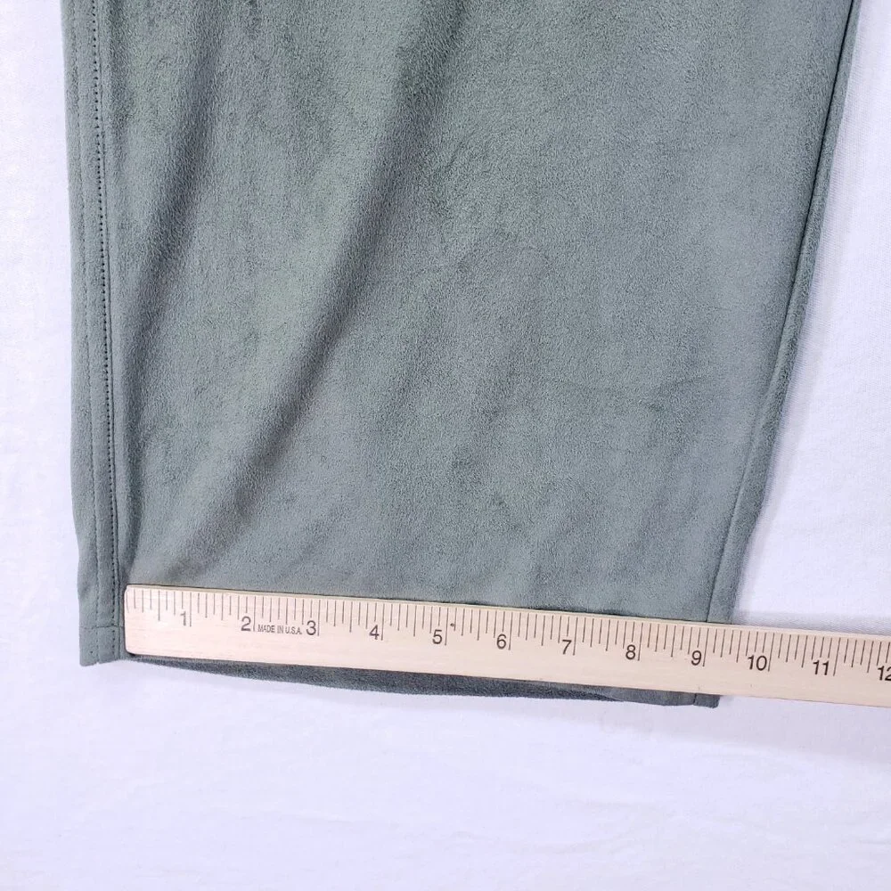 Susan Bristol Sage Green Suede 2 Piece Lounge Set Sweater Wide Leg Pants Size XL